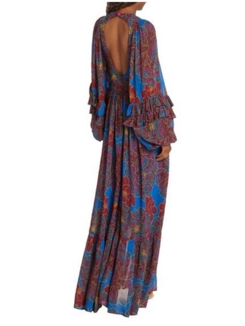 FARM Rio Blue Maxi Dress with Red Floral Print - Picture 3 of 6